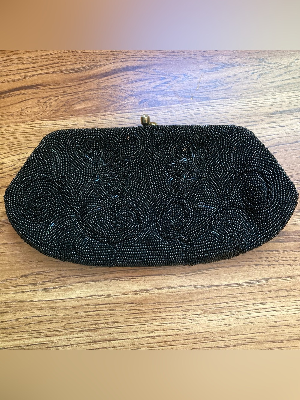 Vintage LA Regale Original Black Beaded Clutch